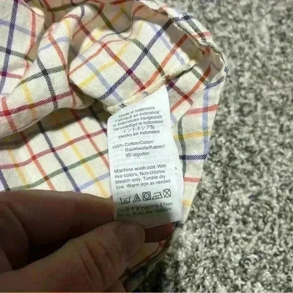 MADEWELL Tie Front Shirt Rainbow Plaid Cotton Long Sleeve Button Down Size XS - Picture 7 of 9